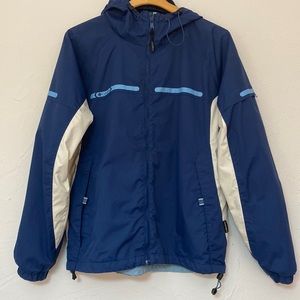 Columbia Blue Nylon Hooded Jacket Zippered Size XL